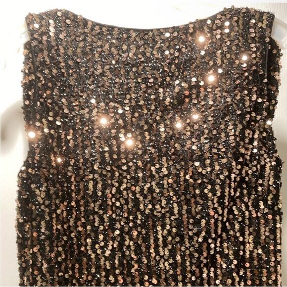 Mac Duggal NWT COWL BACK BOAT NECK SEQUINED EVENING GOWN in Bronze Size 8 - Picture 7 of 10